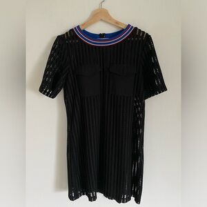 English Factory Mini Dress Womens Black Striped Mesh Pocket Streetwear Size S